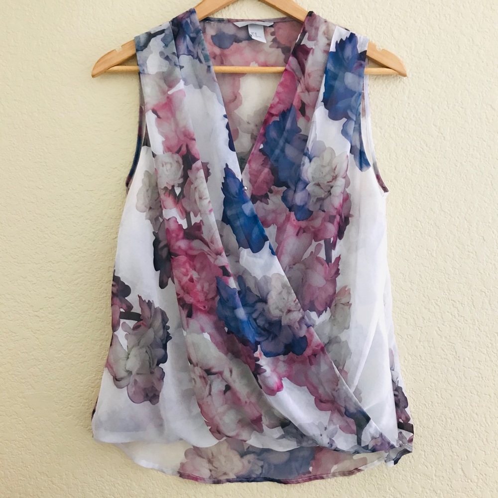 H&M Sleeveless Floral Wrap Blouse